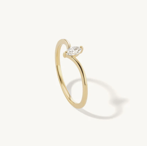 simple single diamond marquise 1/2 carat ring yellow gold