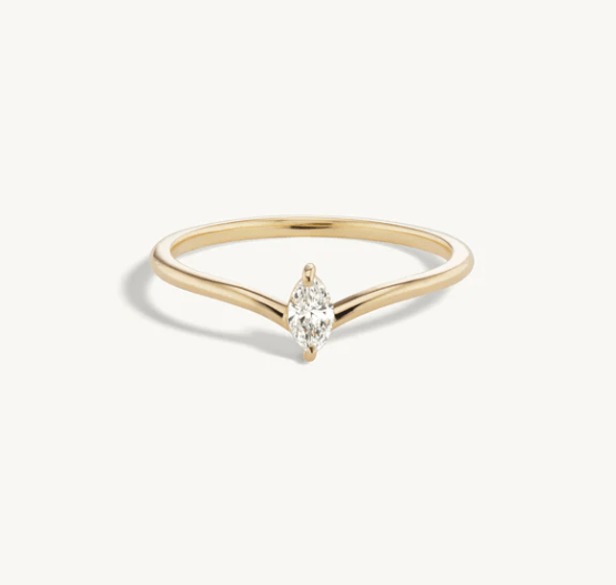 solitaire marquise diamond engagement ring thin minimalist design