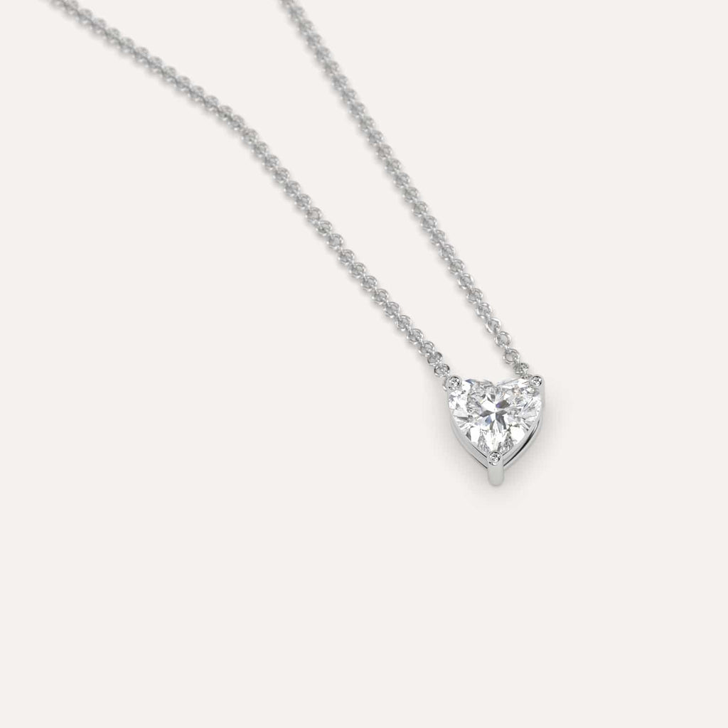 Simple Diamond Floating Necklace With Heart Natural Diamond In White Gold