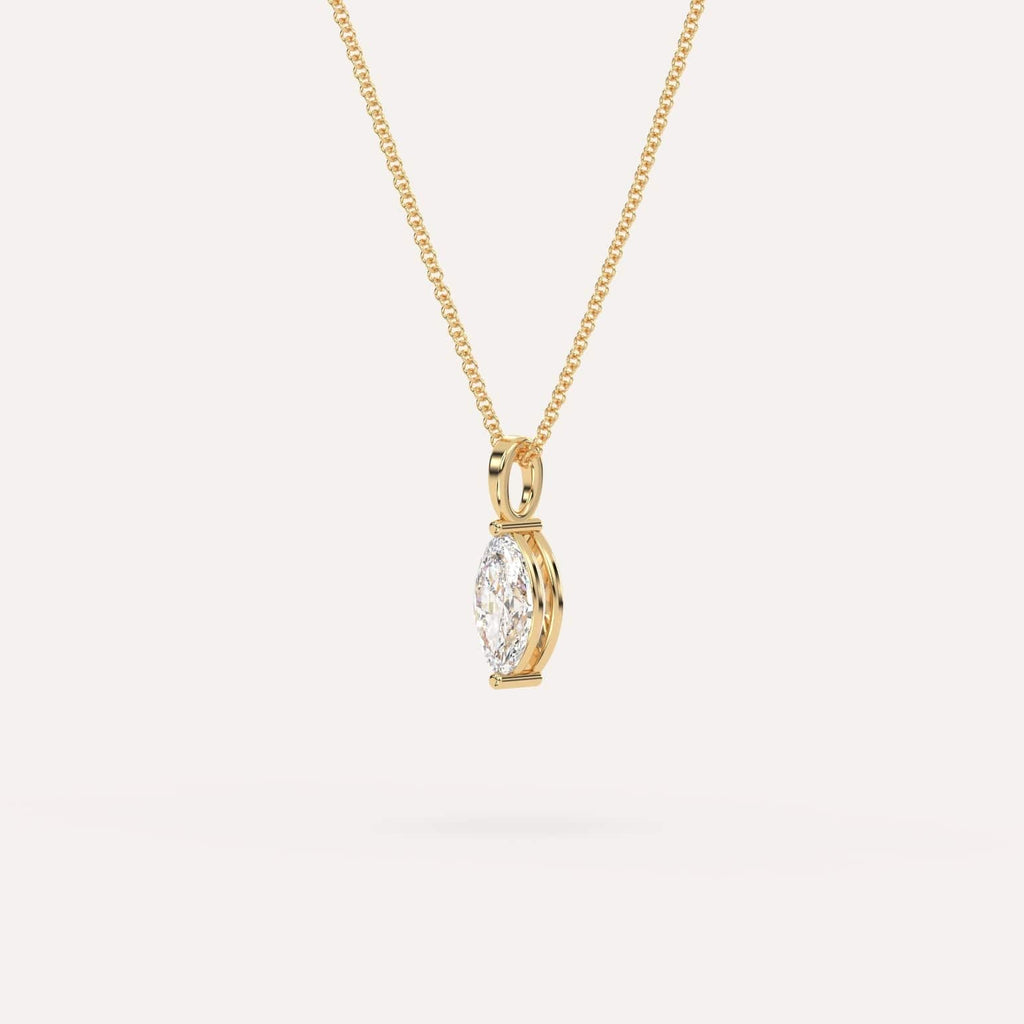 Yellow Gold Pendant Diamond Necklace With 1/2 Carat Marquise Diamond