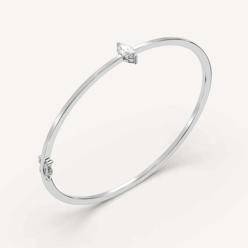 white gold solitaire, bangle bracelets with 1/2 carat marquise diamonds