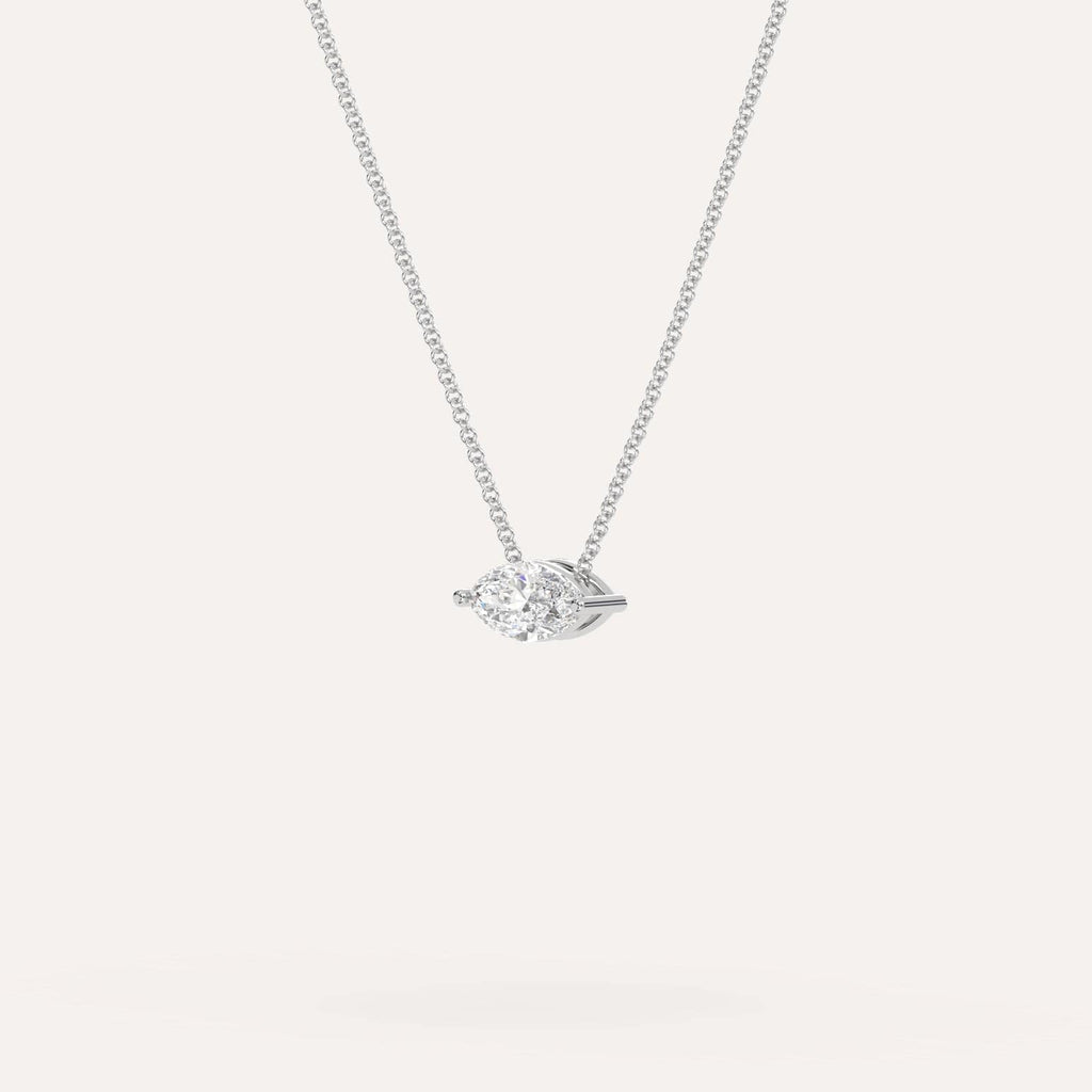 White Gold Floating Diamond Necklace With 1/2 Carat Marquise Diamond