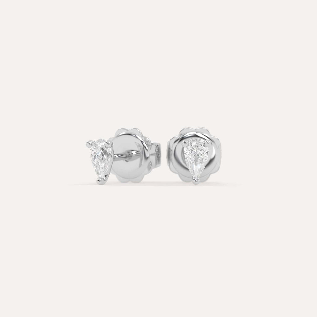 1/2 carat Pear Diamond Stud Earrings, Natural Diamonds White Gold