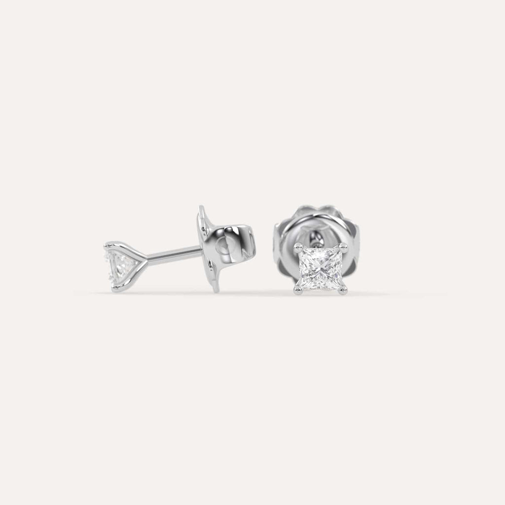 1/2 carat Butterfly Push Back Diamond Studs in white Gold