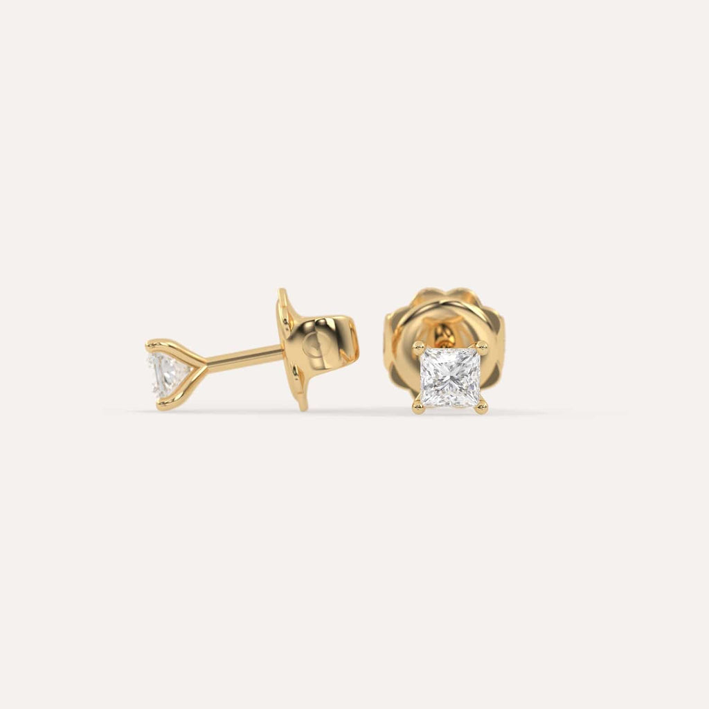 1/2 carat Butterfly Push Back Diamond Studs in yellow Gold