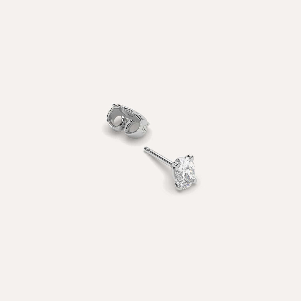 1/2 carat Single Oval Diamond Stud Earring, Natural Diamonds White Gold
