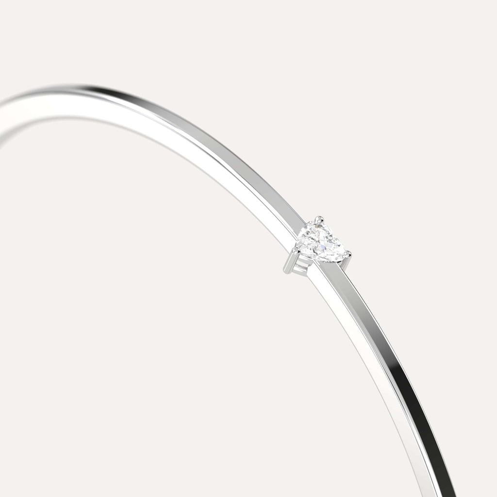 classic diamond solitaire, bangle bracelet with heart lab diamonds in white gold