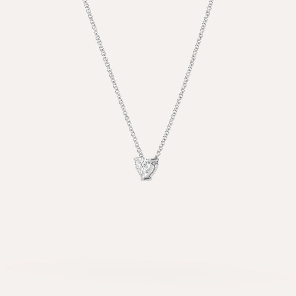 White Gold Floating Diamond Necklace With 1/4 Carat Heart Diamond