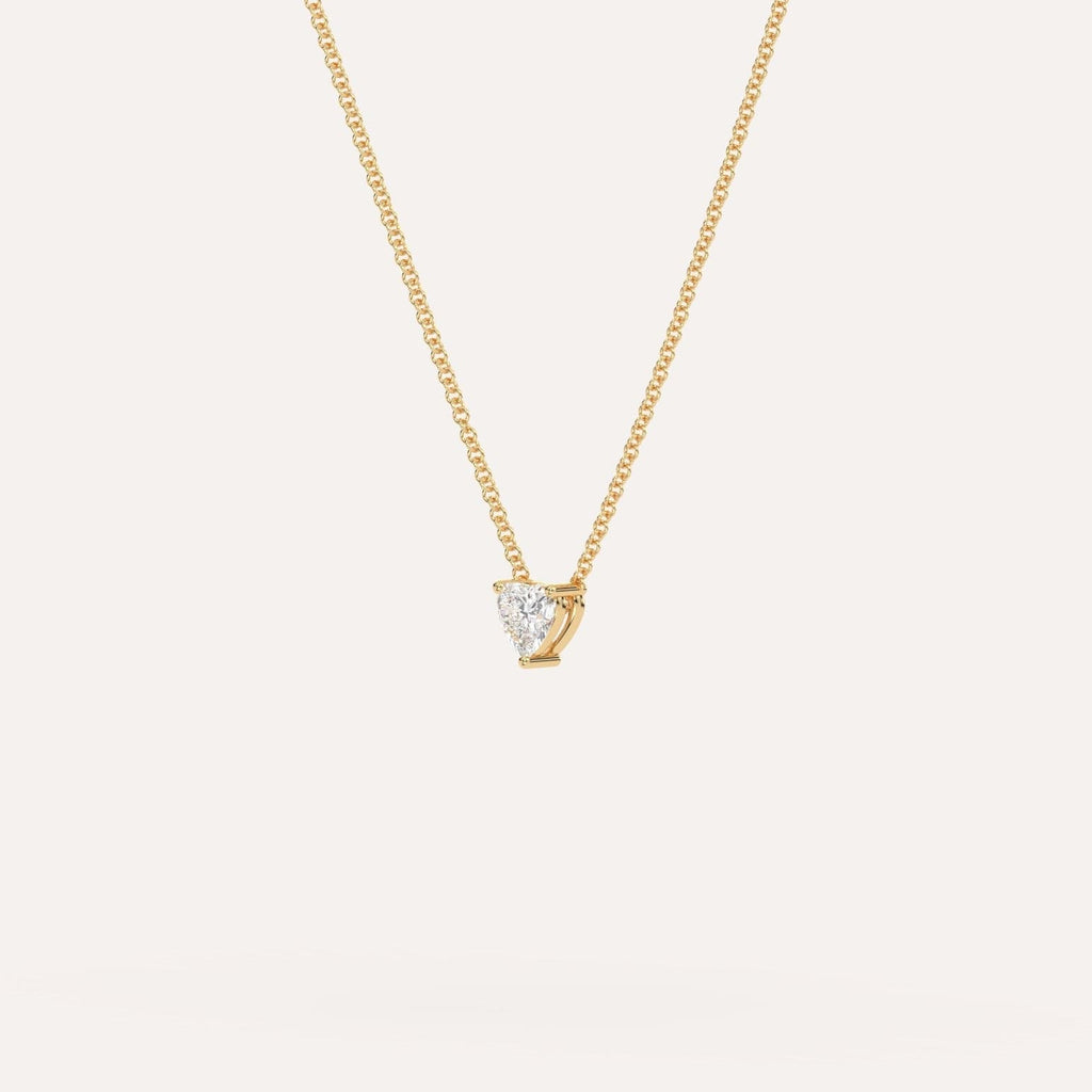 Yellow Gold Floating Diamond Necklace With 1/4 Carat Heart Diamond