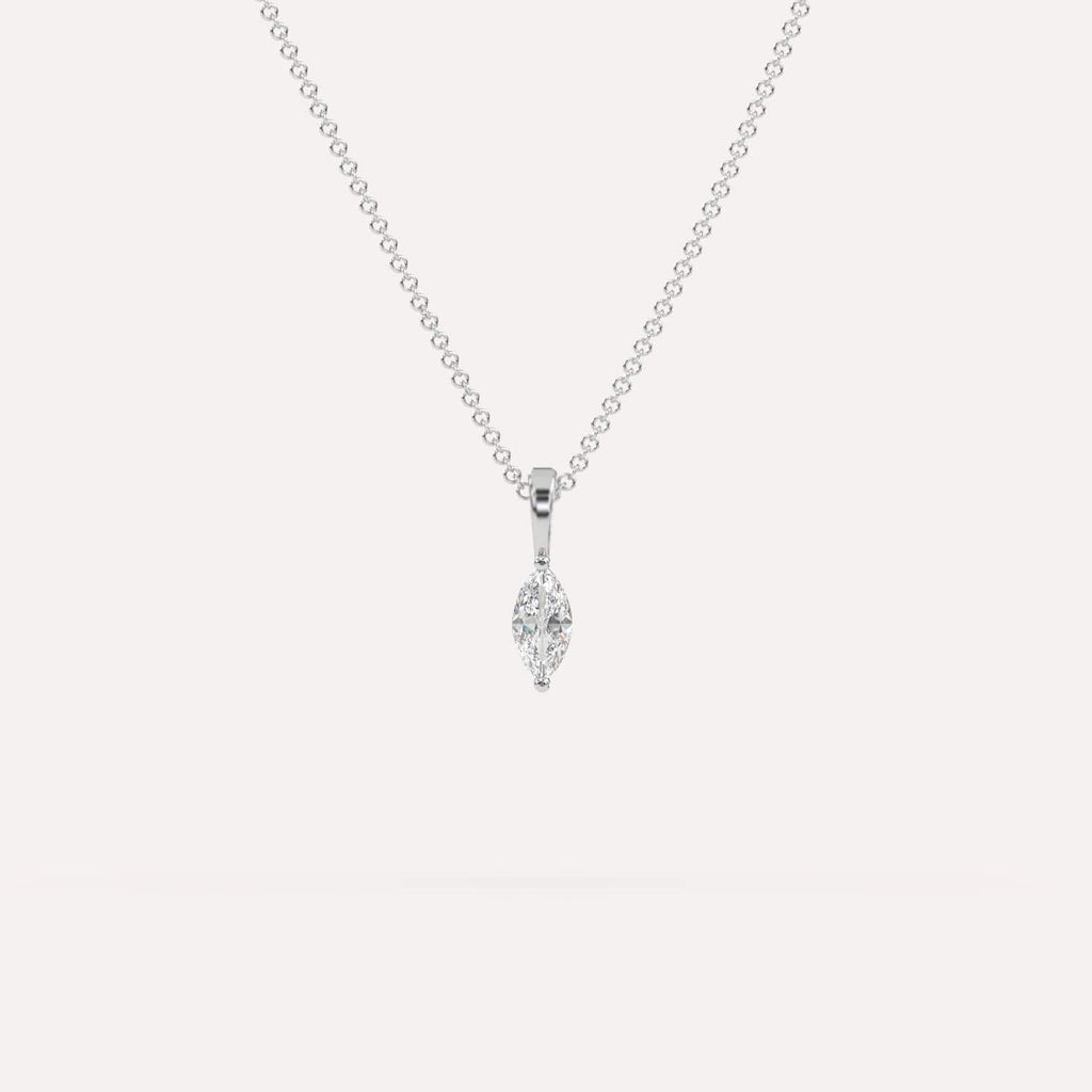 1/4 Carat Simple Solitaire Diamond Pendant Necklace In 14K White Gold