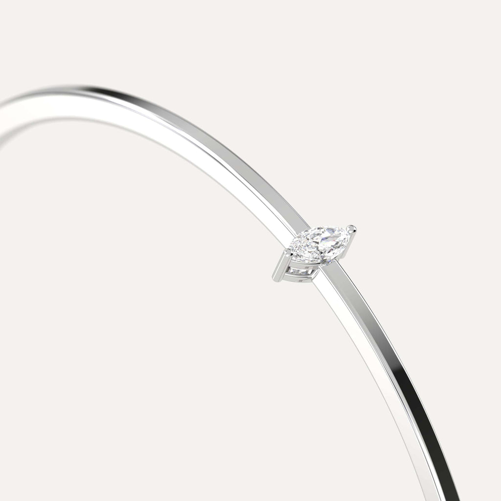 classic diamond solitaire, bangle bracelet with marquise lab diamonds in white gold