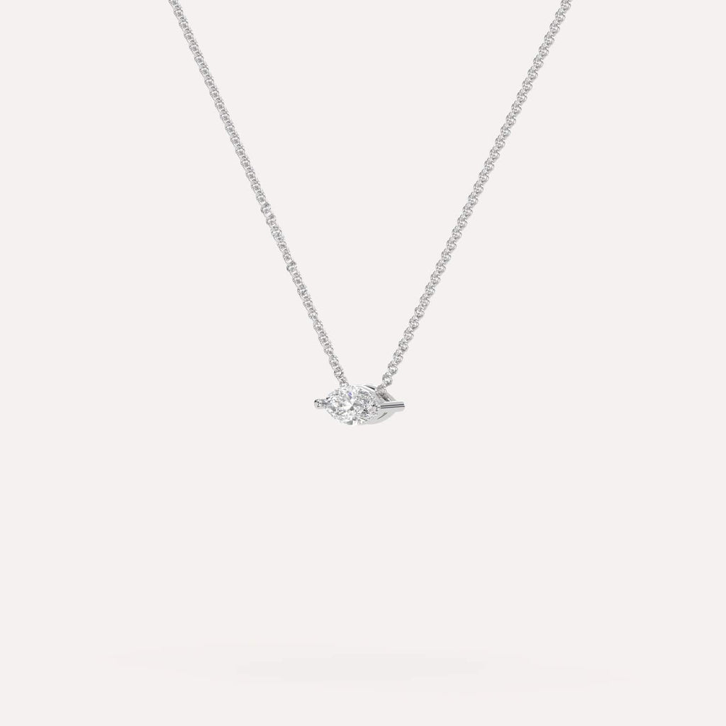 White Gold Floating Diamond Necklace With 1/4 Carat Marquise Diamond