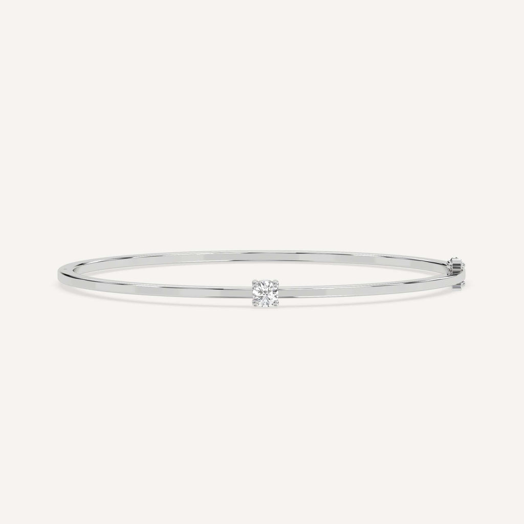 1/4 carat diamond solitaire, bangle bracelet in 14K white gold