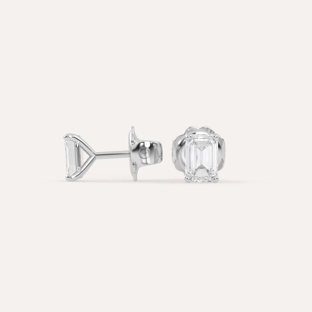 1 carat Butterfly Push Back Diamond Studs in white Gold