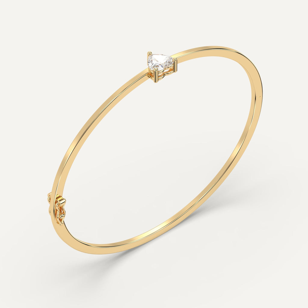 yellow gold solitaire, bangle bracelets with 1 carat heart diamonds