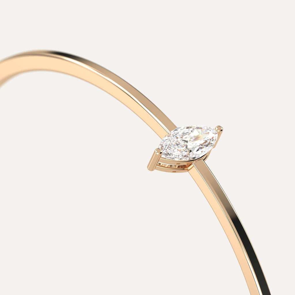 classic diamond solitaire, bangle bracelet with marquise natural diamonds in yellow gold
