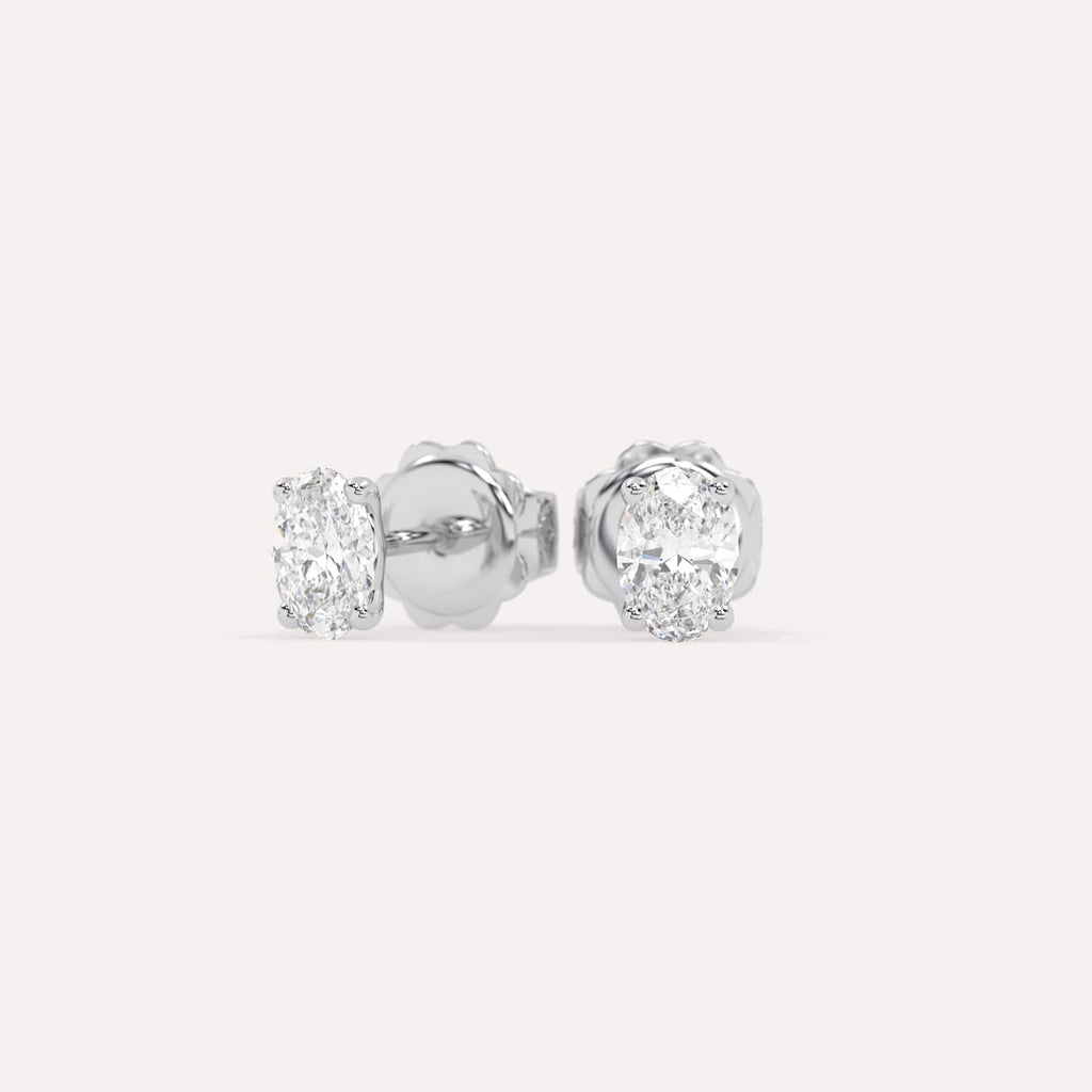 1 carat Oval Diamond Stud Earrings, Natural Diamonds White Gold