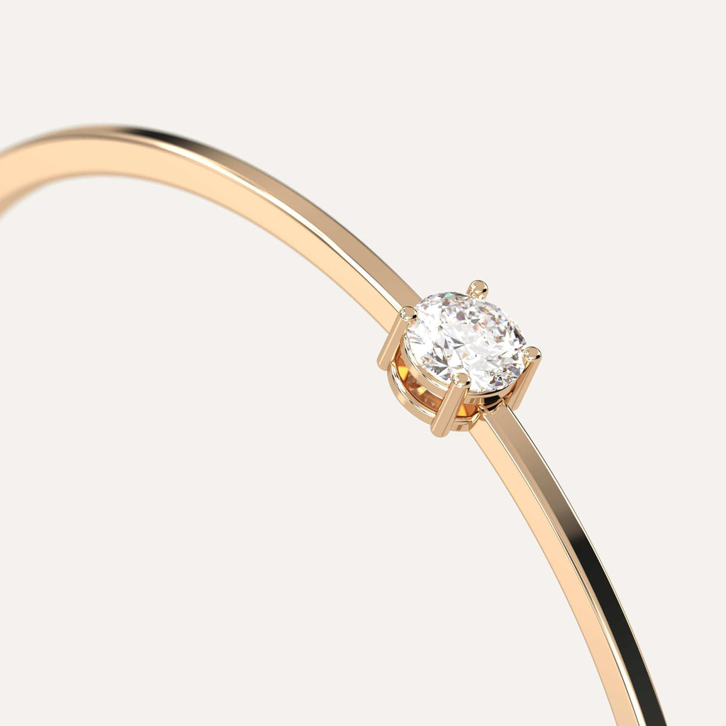 classic diamond solitaire, bangle bracelet with round natural diamonds in yellow gold