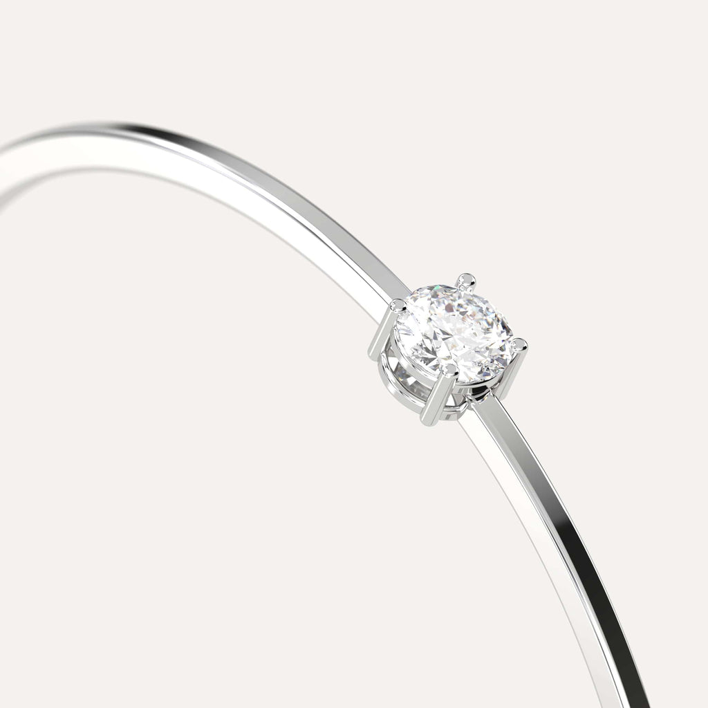 classic diamond solitaire, bangle bracelet with round natural diamonds in white gold