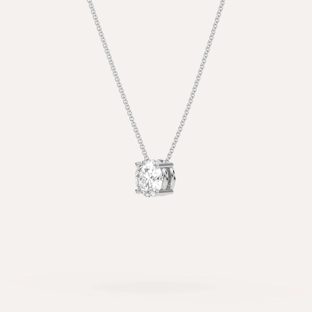 White Gold Floating Diamond Necklace With 1 Carat Round Diamond