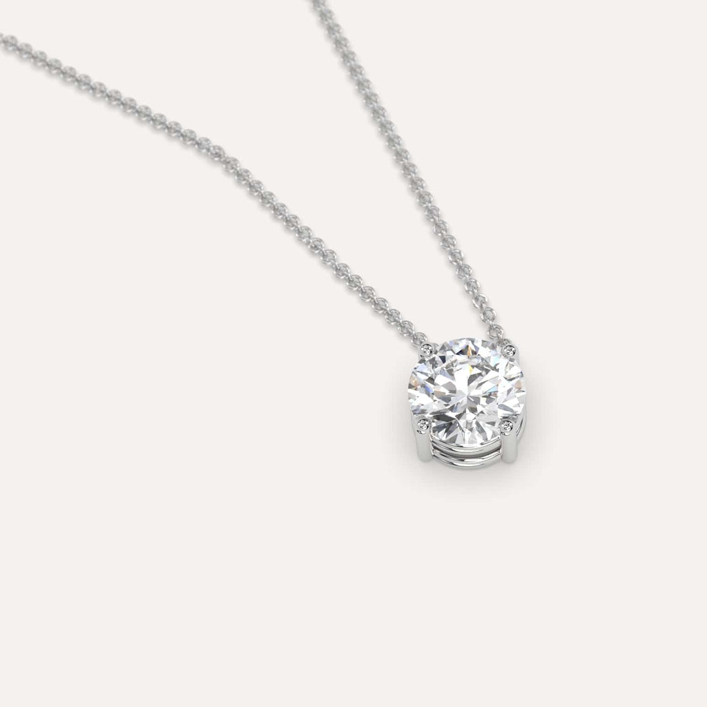 Simple Diamond Floating Necklace With Round Natural Diamond In White Gold