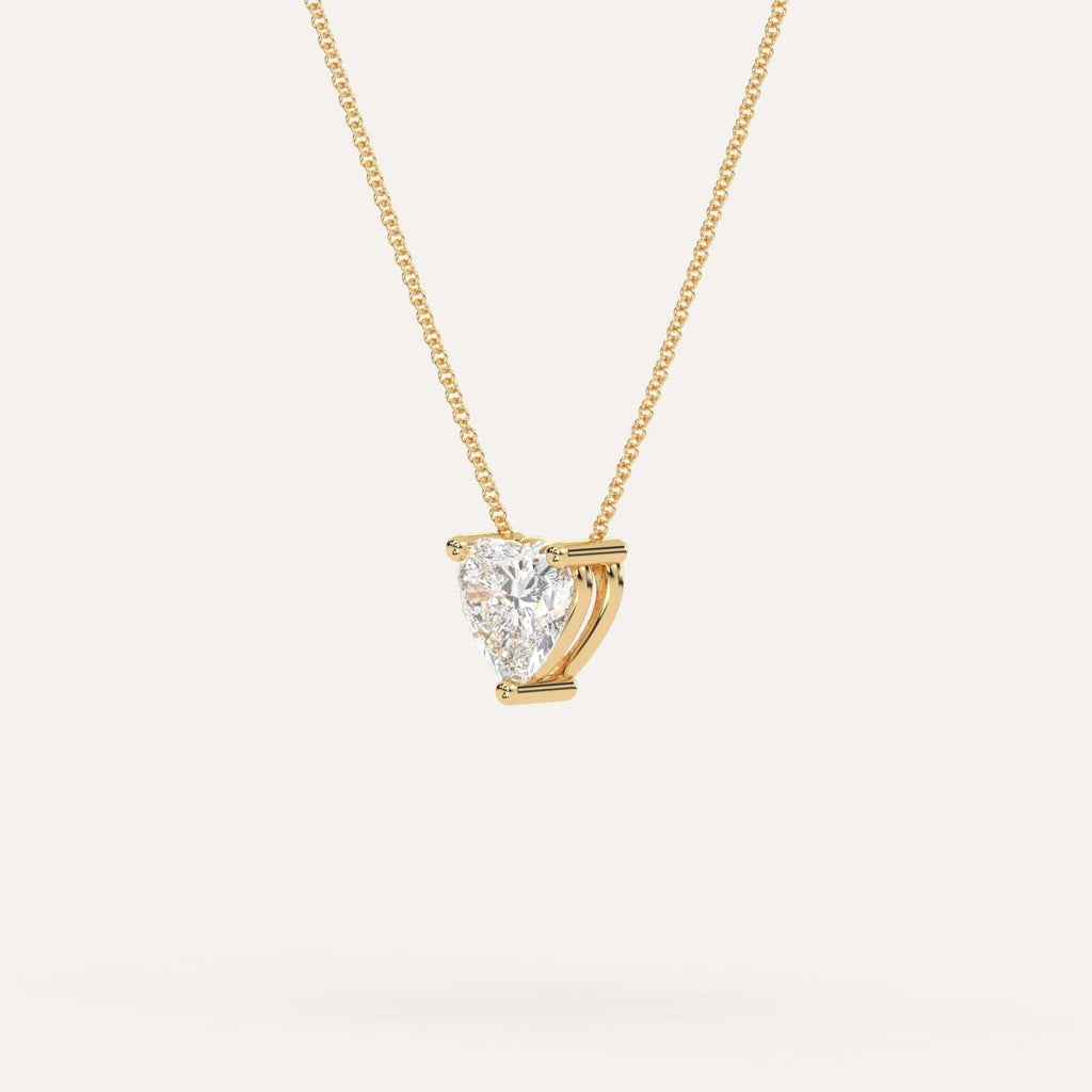 Yellow Gold Floating Diamond Necklace With 2 Carat Heart Diamond