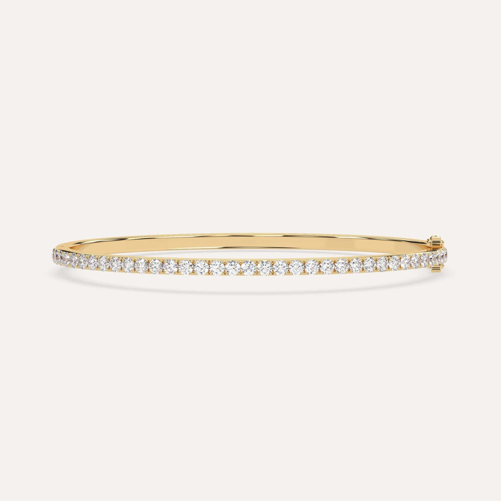 2 carat diamond pave, bangle bracelet in 14K yellow gold
