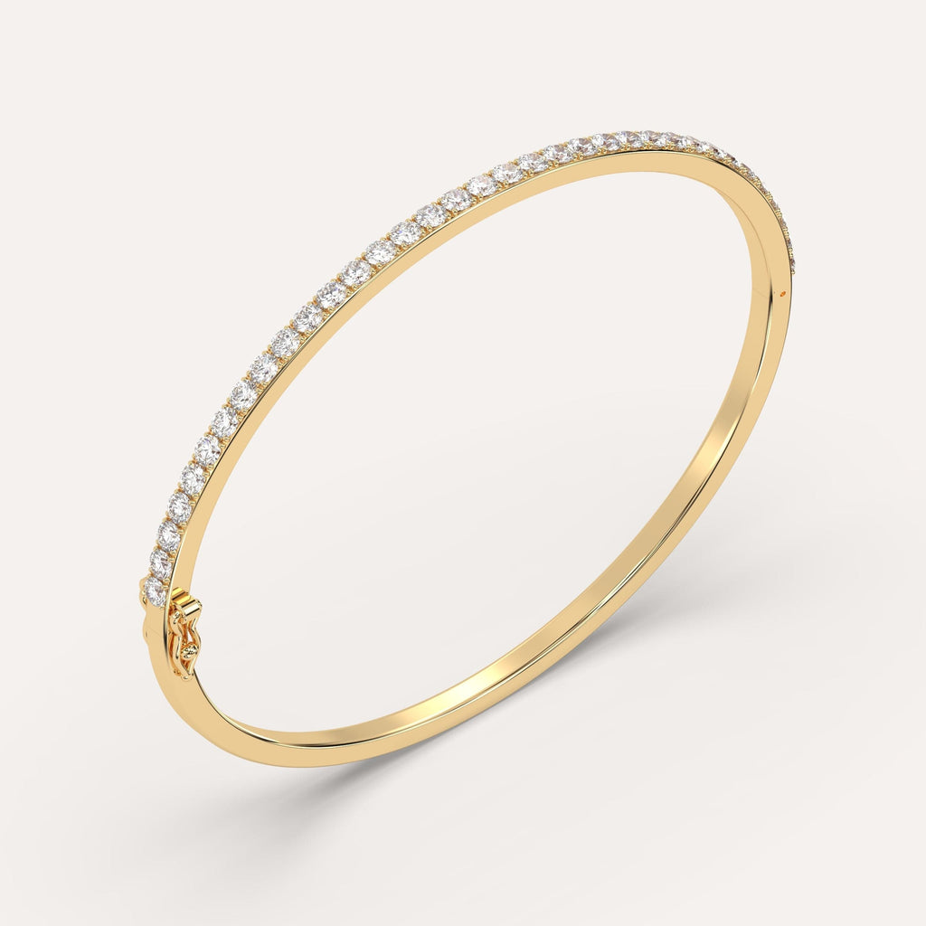 yellow gold pave, bangle bracelets with 2 carat round diamonds