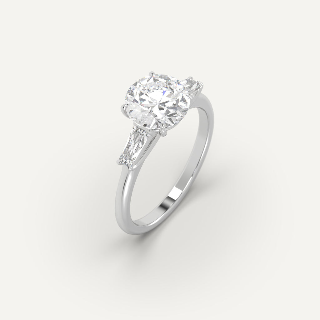 2 Carat Engagement Ring Round Cut Diamond In Platinum