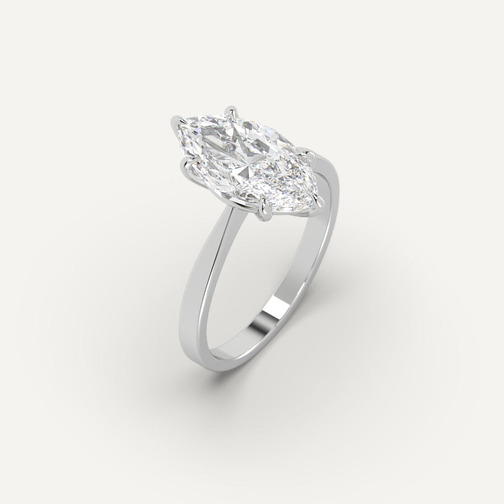 3 Carat Engagement Ring Marquise Cut Diamond In Platinum
