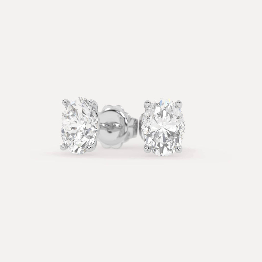 3 carat Oval Diamond Stud Earrings, Natural Diamonds White Gold