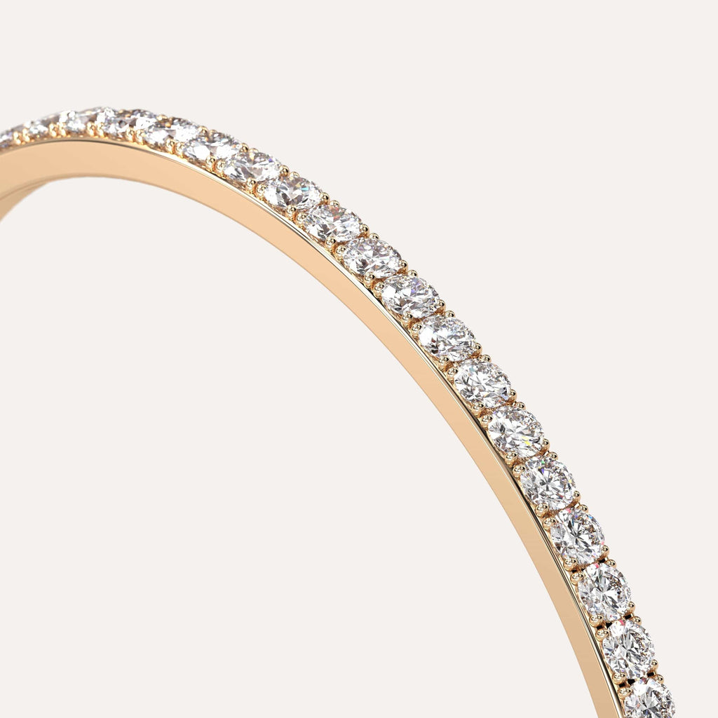 classic diamond pave, bangle bracelet with round natural diamonds in yellow gold