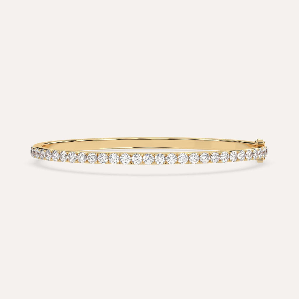 3 carat diamond pave, bangle bracelet in 14K yellow gold