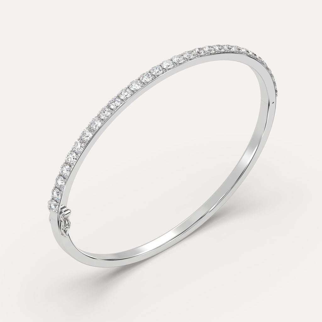 white gold pave, bangle bracelets with 3 carat round diamonds