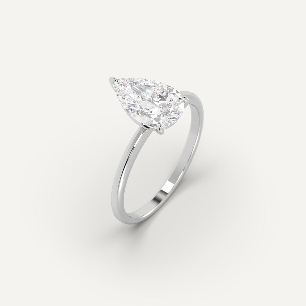 3 Carat Engagement Ring Pear Cut Diamond In Platinum
