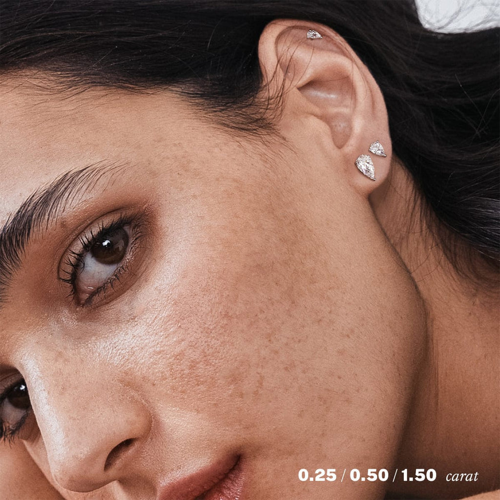 14K White Gold Pear Diamond Stud Earrings