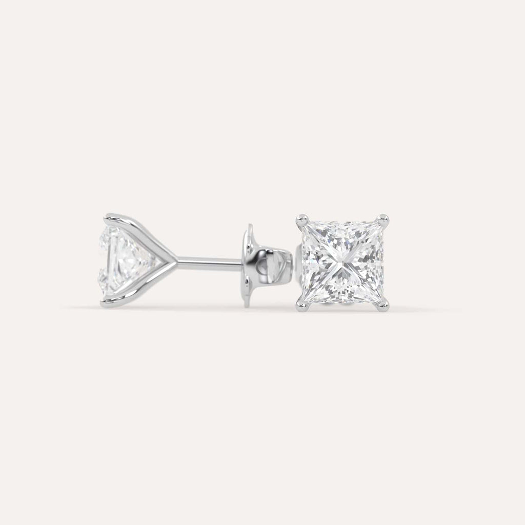 3 carat Butterfly Push Back Diamond Studs in white Gold