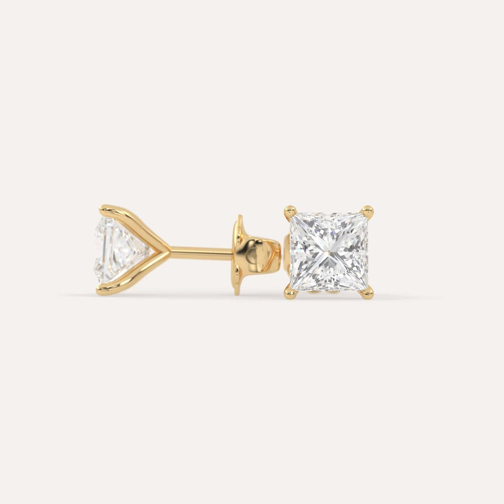 3 carat Butterfly Push Back Diamond Studs in yellow Gold