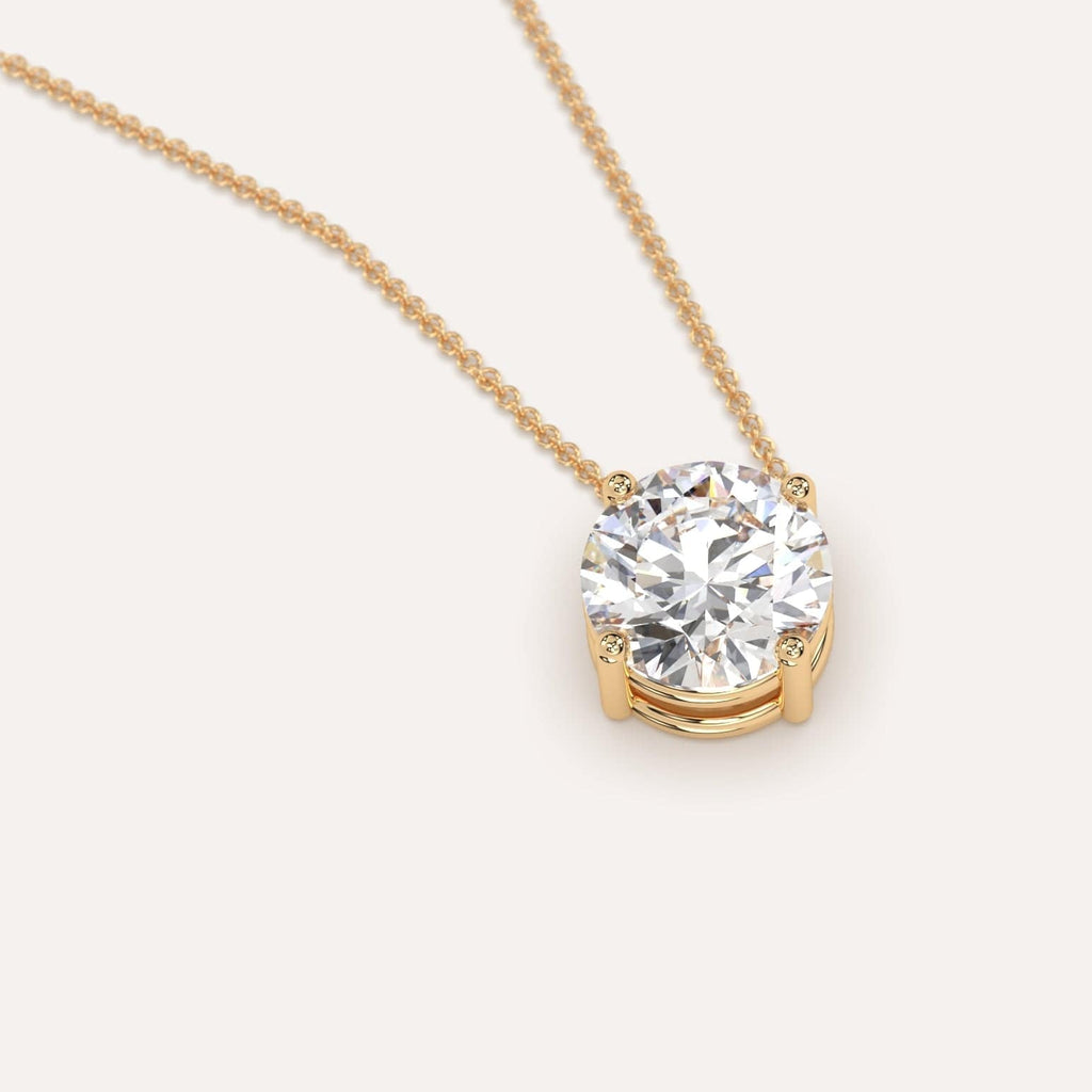 Simple Diamond Floating Necklace With Round Natural Diamond In Yellow Gold