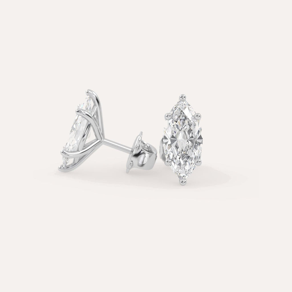 4 carat Butterfly Push Back Diamond Studs in white Gold