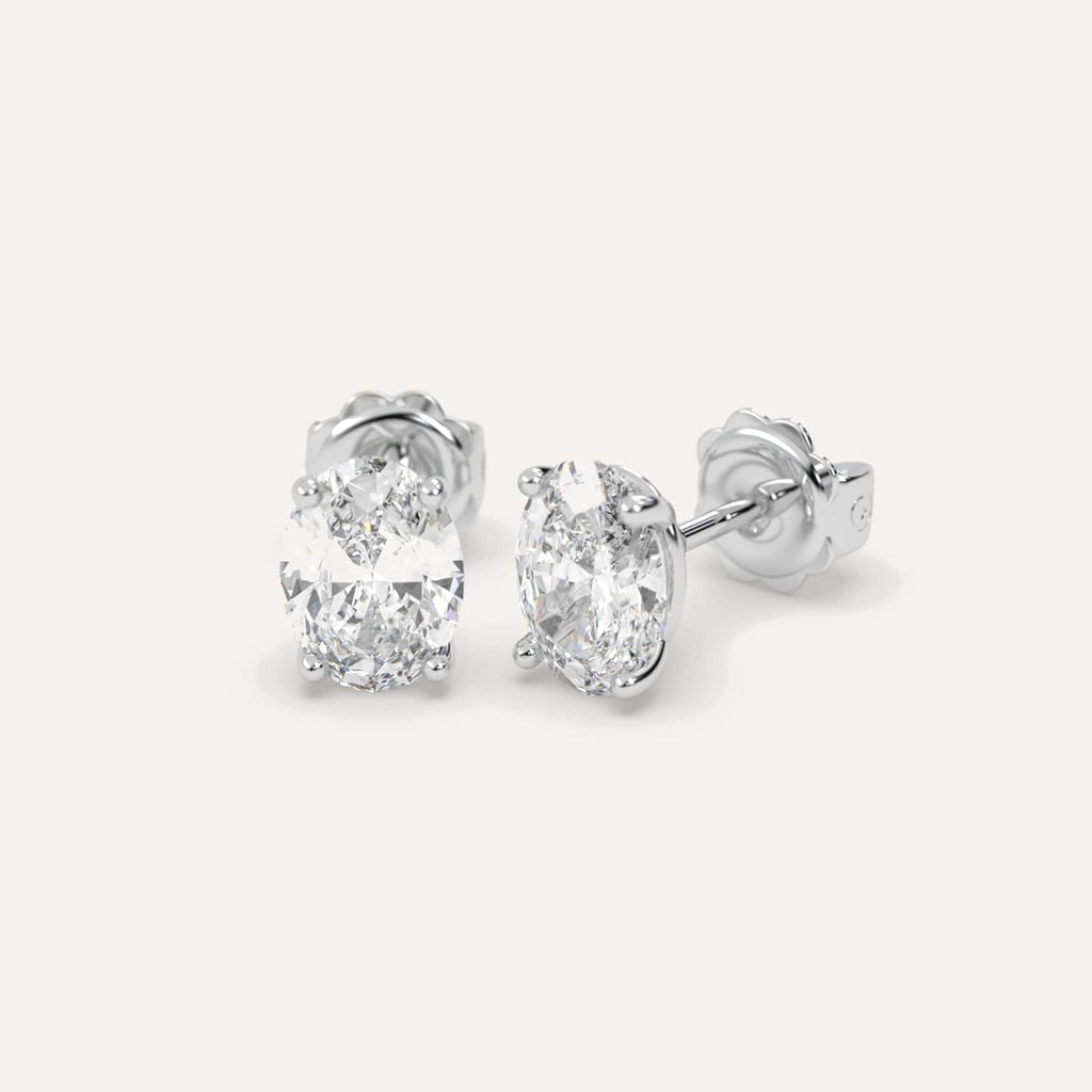 4 Carat White Gold Diamond Stud Earrings For Women