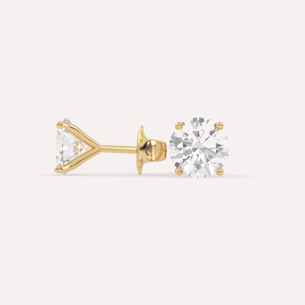 4 carat Butterfly Push Back Diamond Studs in yellow Gold