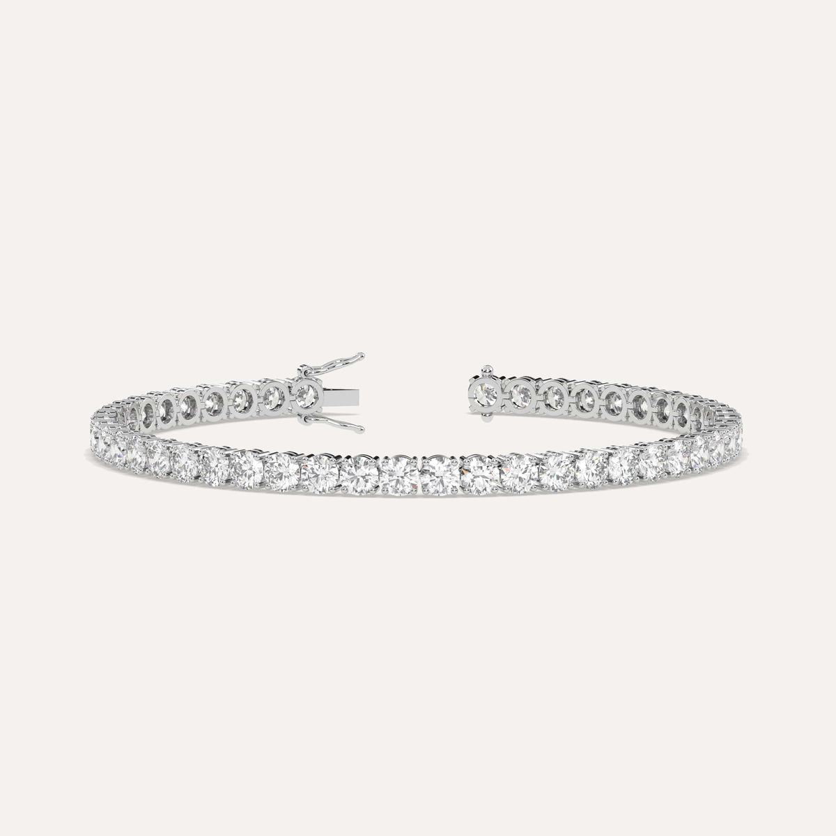 Bracelet Tennis Vintage En Or Blanc 9k Avec Diamants - Bijou Ancien Français