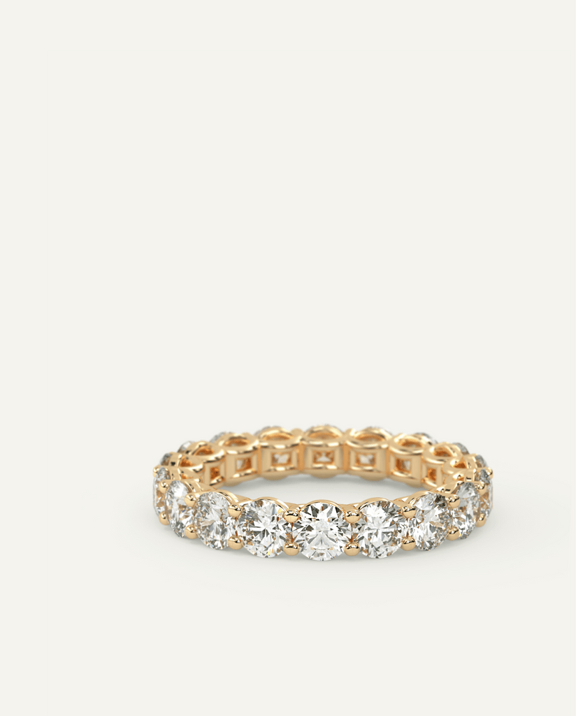Round Diamond Eternity Wedding Ring Band in Yellow Gold