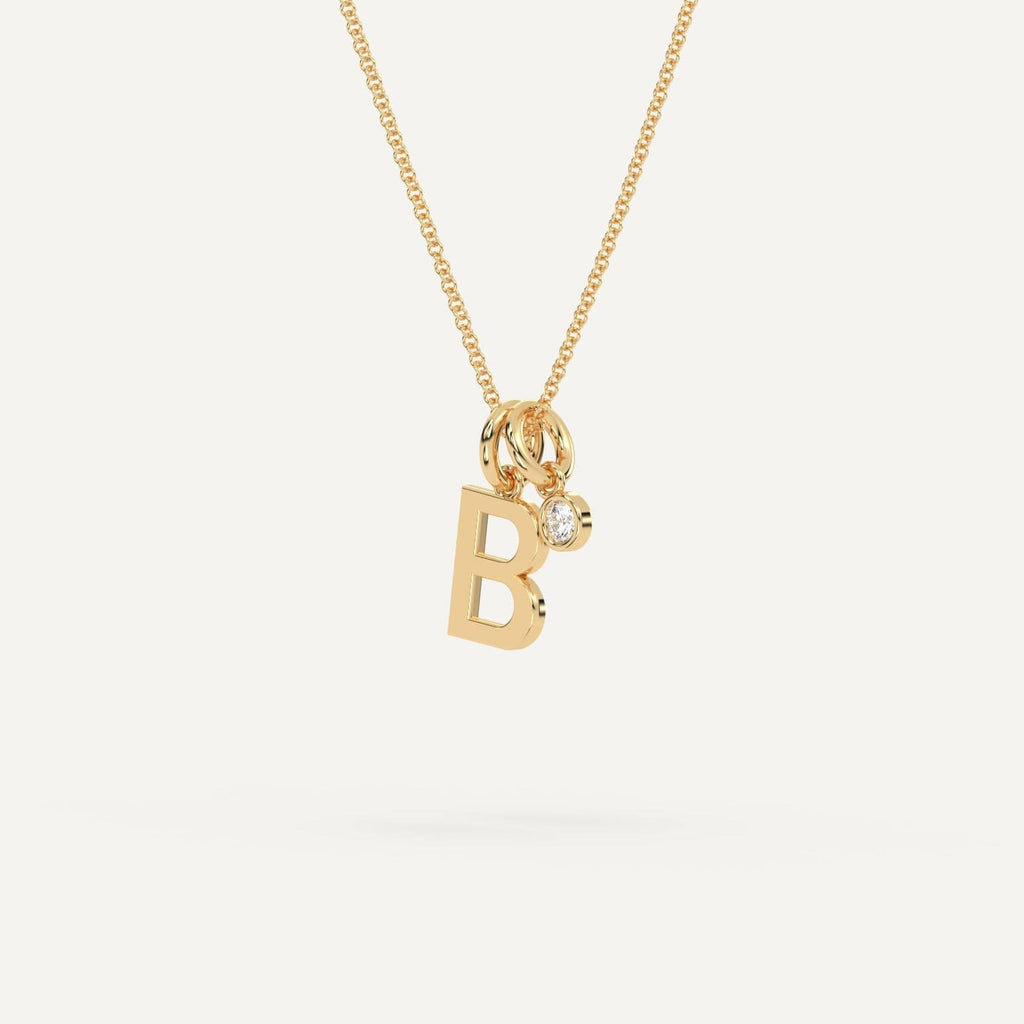 Initial Letter B Diamond Gold Necklace