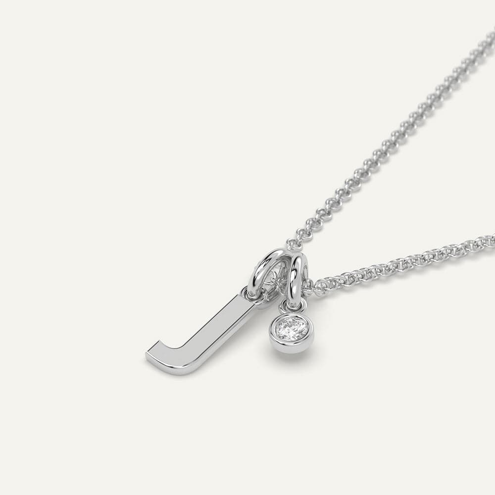 White gold initial J necklace