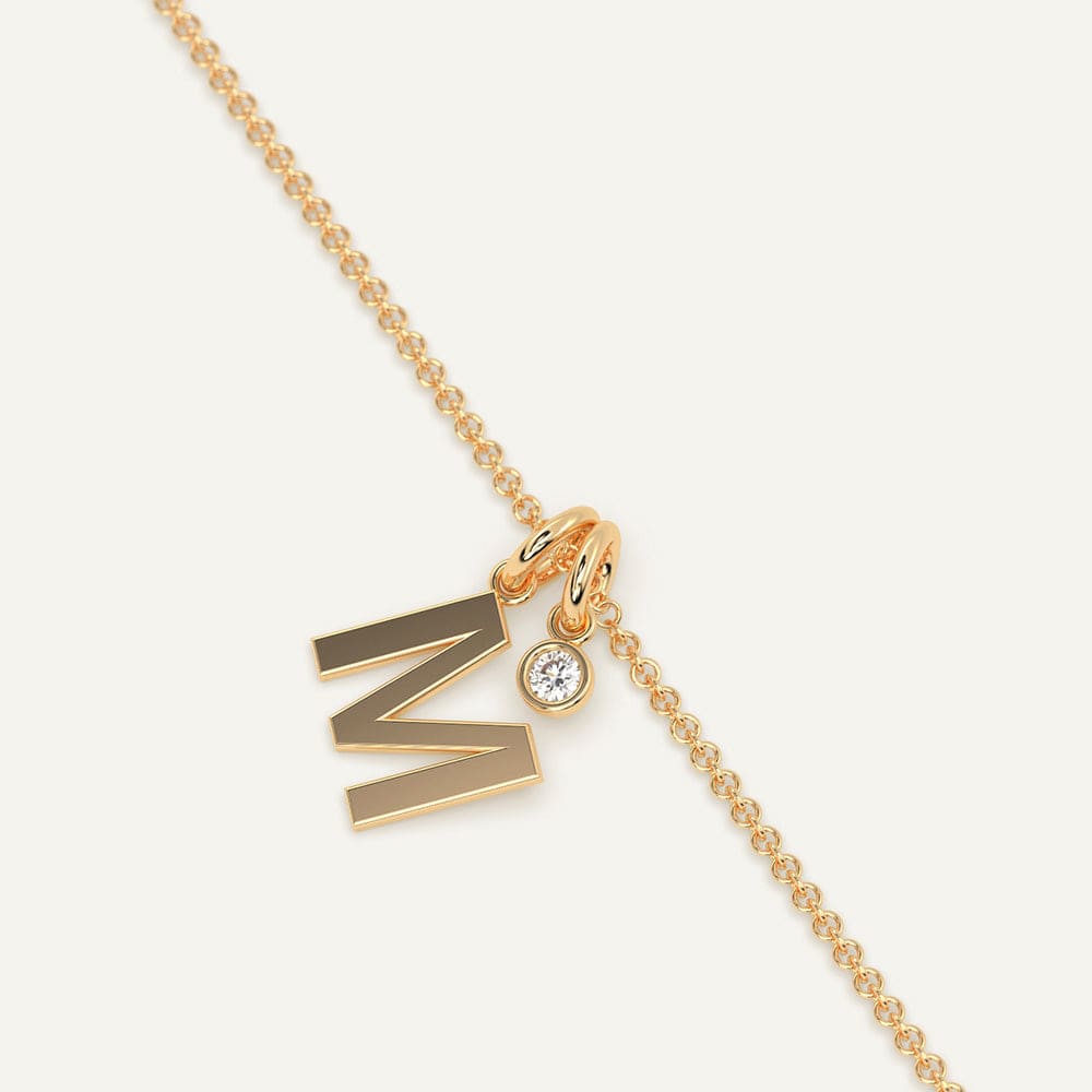 Diamond M white gold necklace