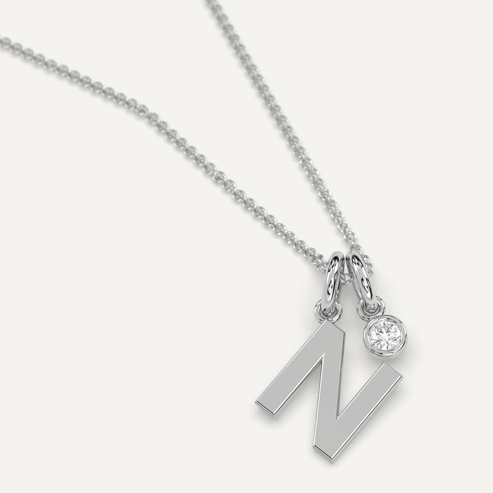White gold initial N necklace