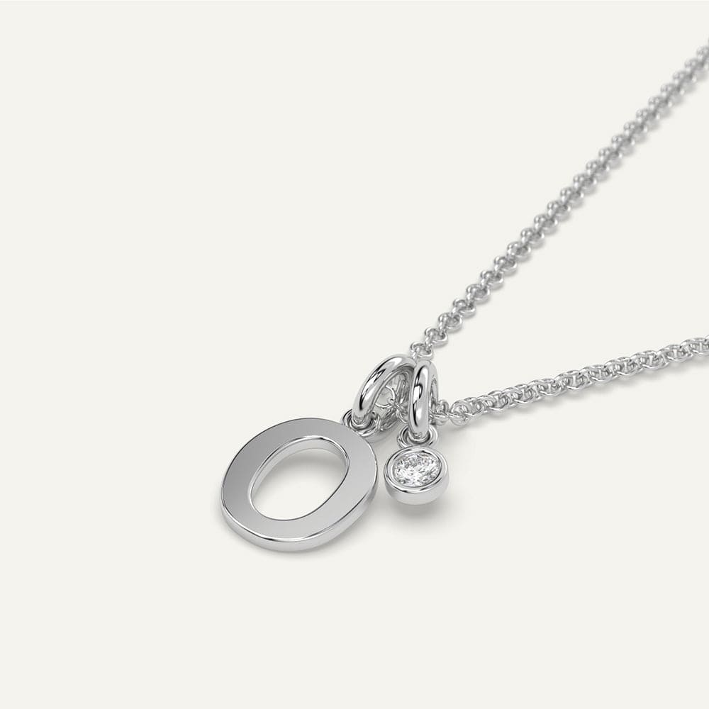 White gold initial O necklace
