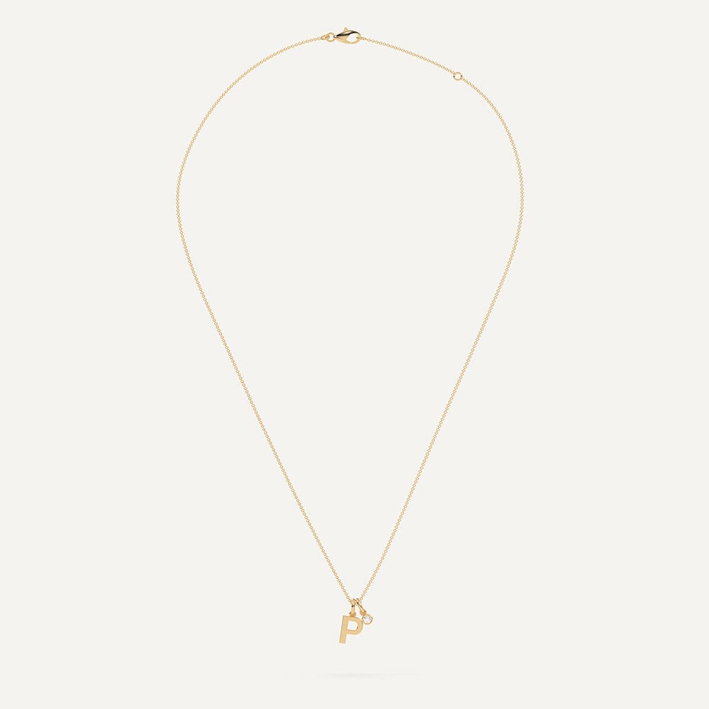 Gold necklace with letter P
